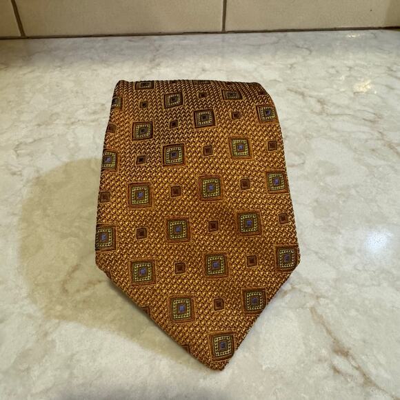 Robert Talbott Men's Hand-Sewn Silk Necktie Made In USA Yellow - Picture 1 of 6
